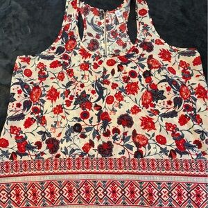 Xhilaration Red and Blue Floral Tank Top